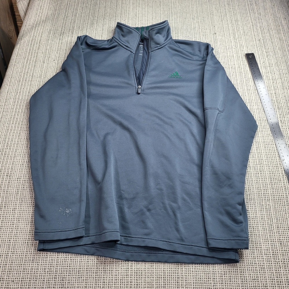 Adidas Pullover Mens L Gray 1/4 Zip Performance Sweatshirt Sleeve Pocket